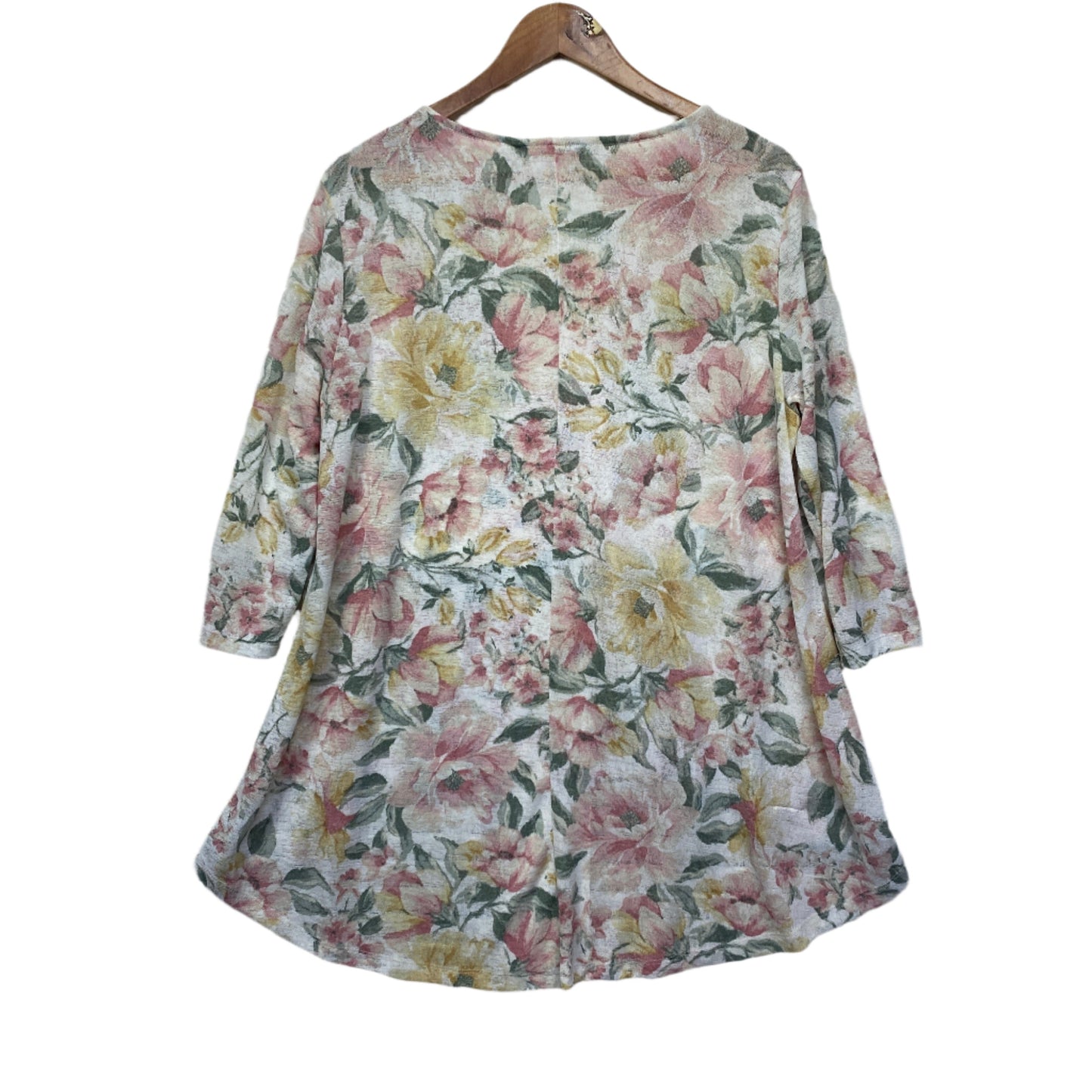 Katies Top Size 16 XL White Floral Long Sleeve