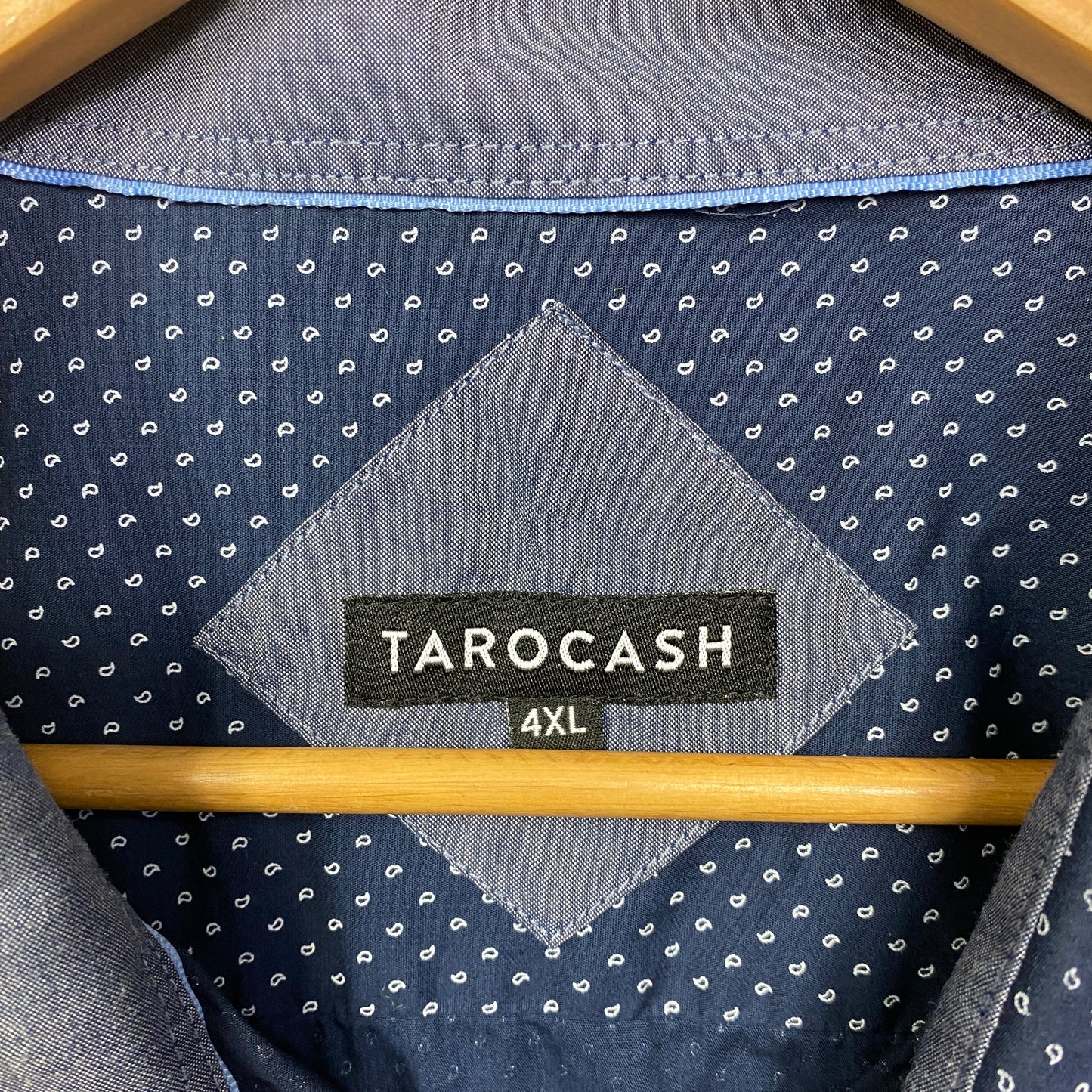 Tarocash Mens Shirt Size 4XL Blue Short Sleeve Button Up