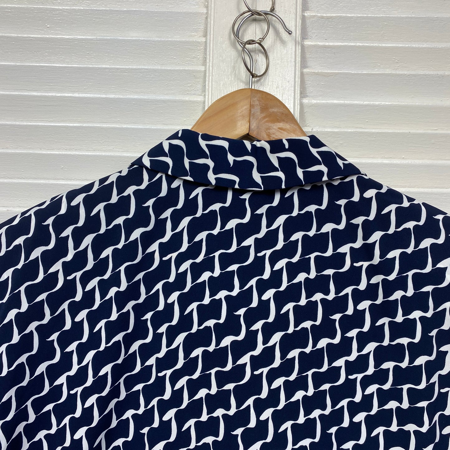 Vintage Leesa Top Size 16 18 Long Sleeve Blue White