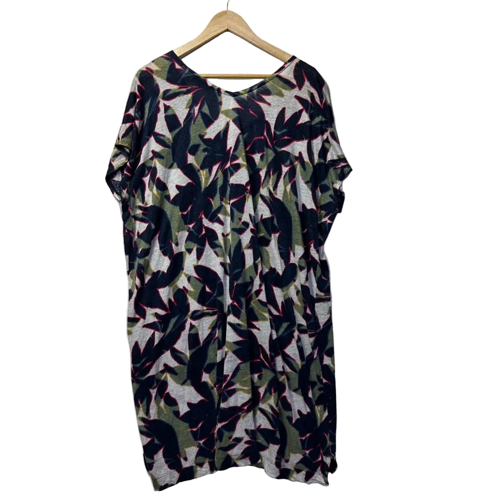Sportscraft Navy Floral Linen Dress - Size 16/18