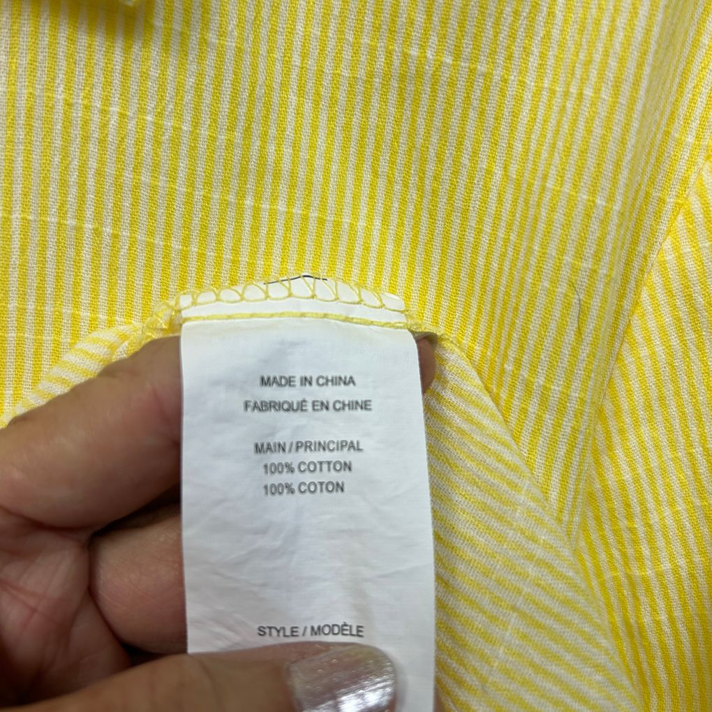 Millers Yellow Striped Cotton Shirt - Size 18