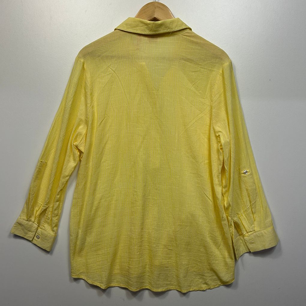Millers Yellow Striped Cotton Shirt - Size 18