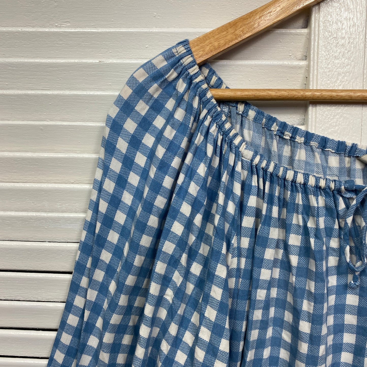 Adrift Top Size 16 XL Blue White Gingham Check