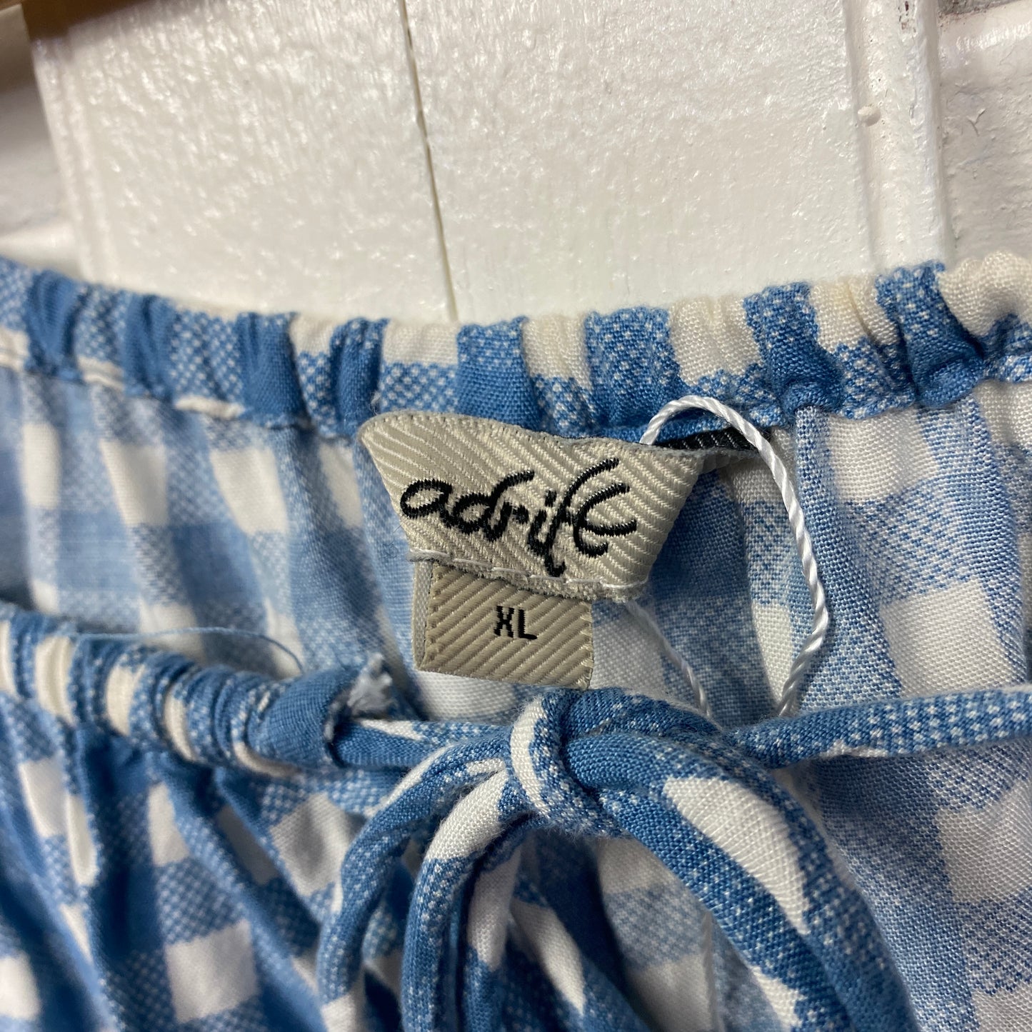 Adrift Top Size 16 XL Blue White Gingham Check