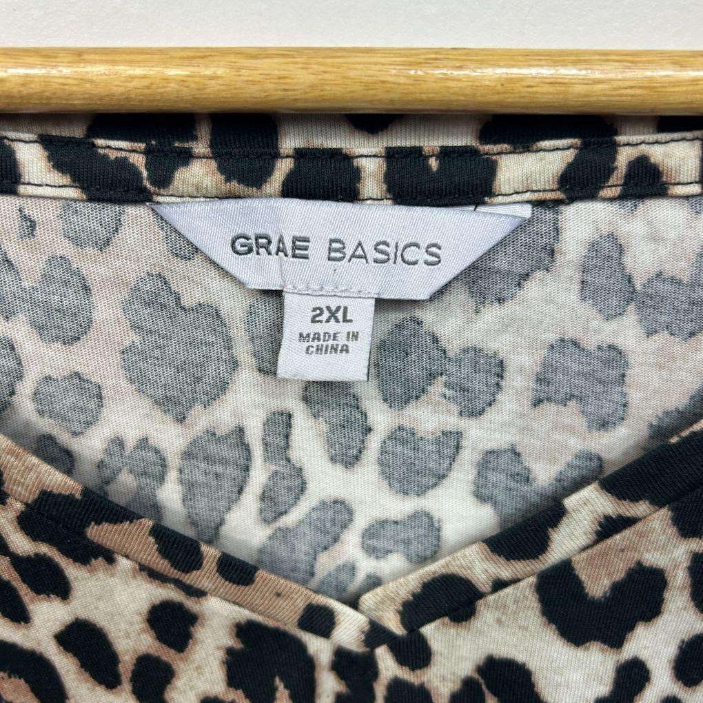 Suzanne Grae Basics Leopard Print Cotton Top - Size 2XL