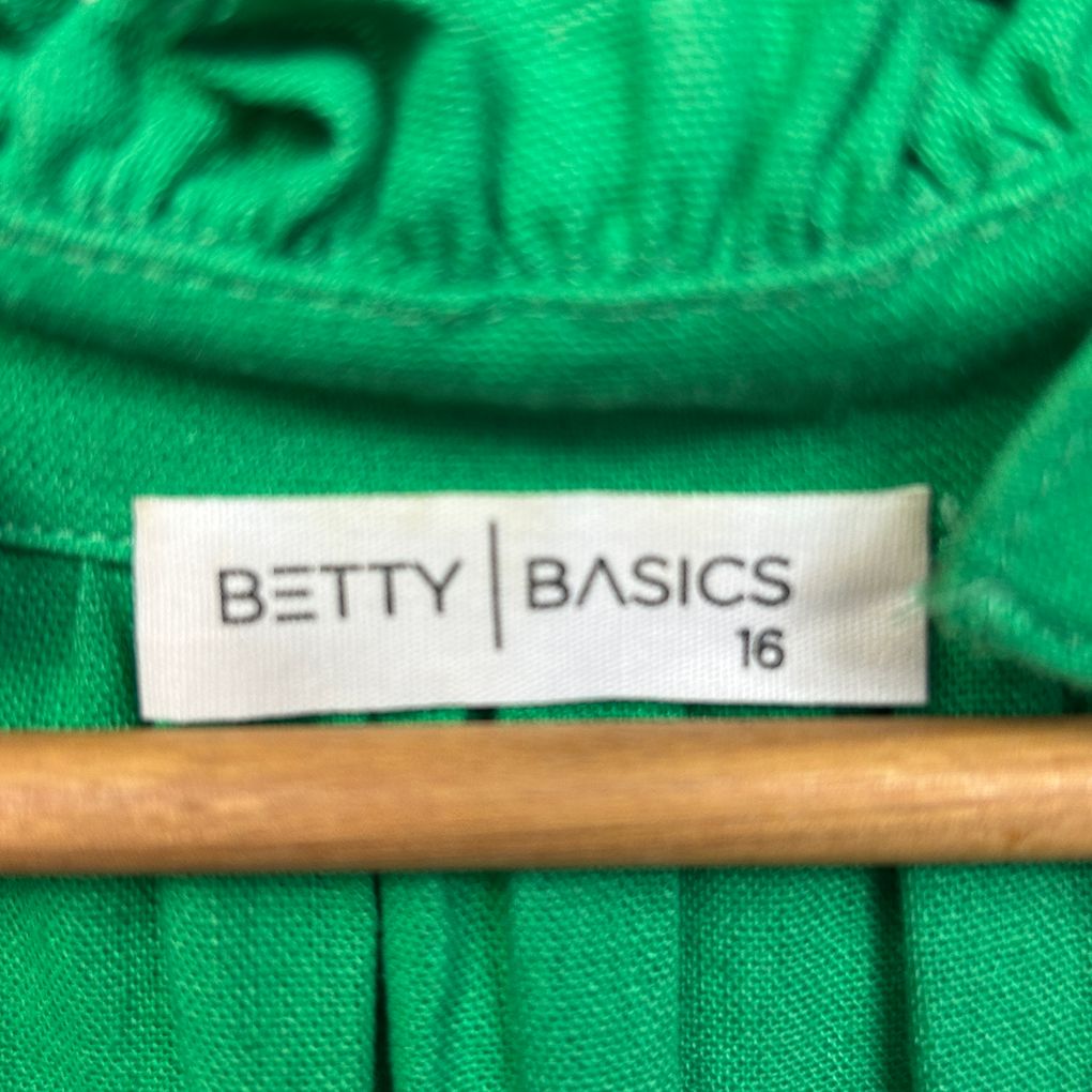 Betty Basics Green Linen Dress - Size 16