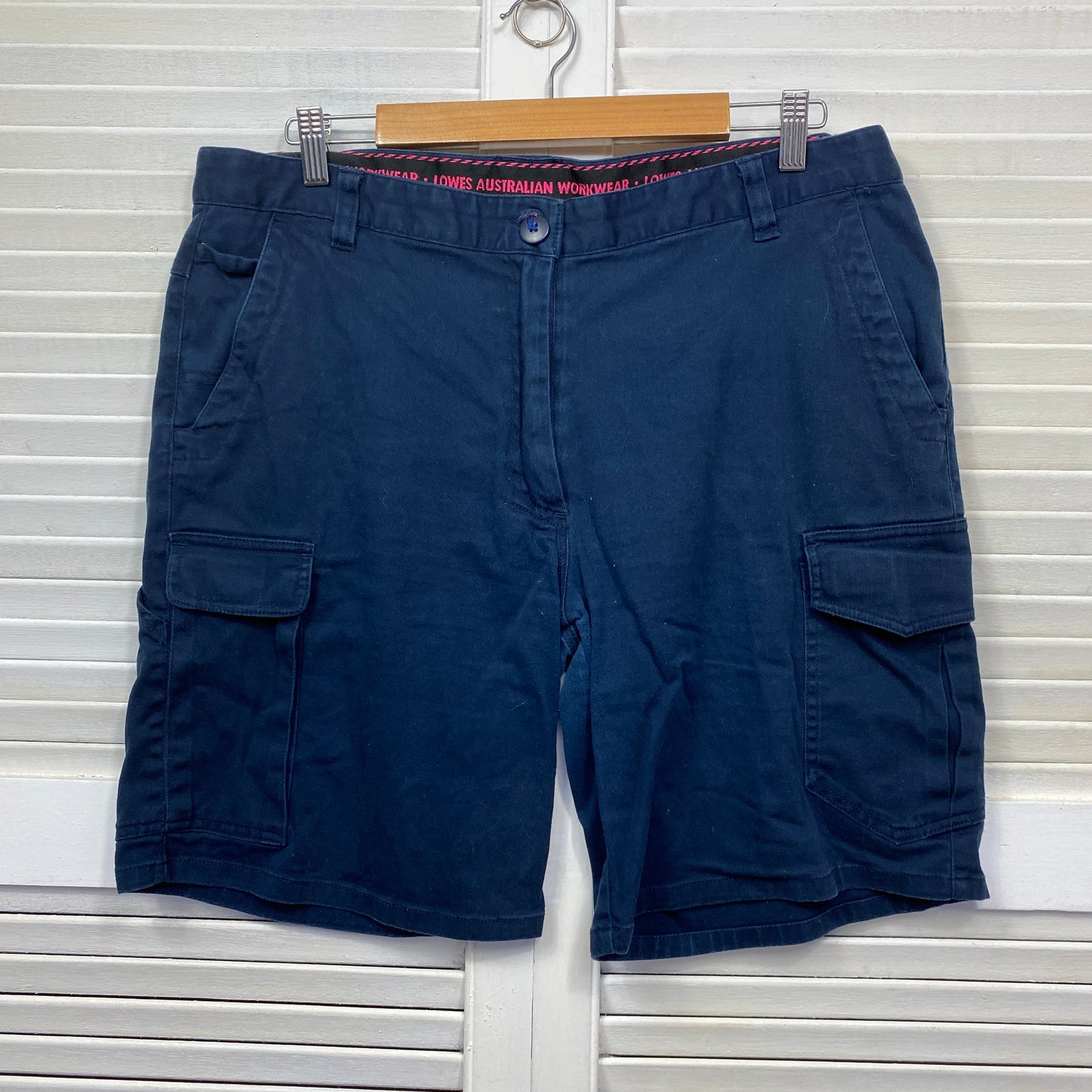 Lowes Workwear Shorts Size 16 Plus Blue Cargo Pockets Cotton Pockets