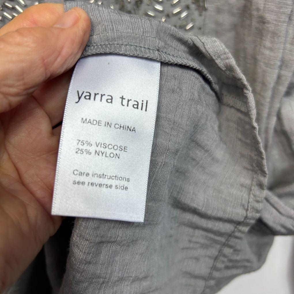 Yarra Trail Grey Beaded Top - Size 16