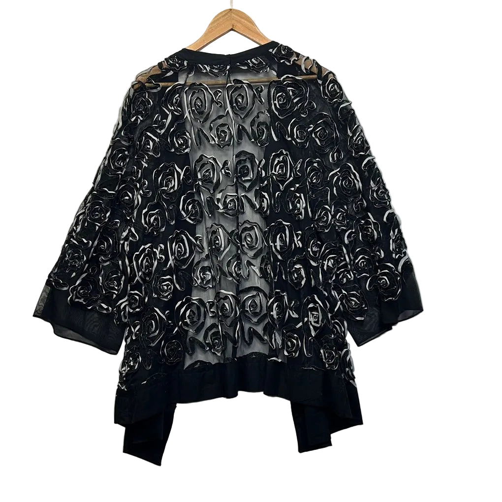 Black Floral  Embroidered Jacket - Size 14 - 18