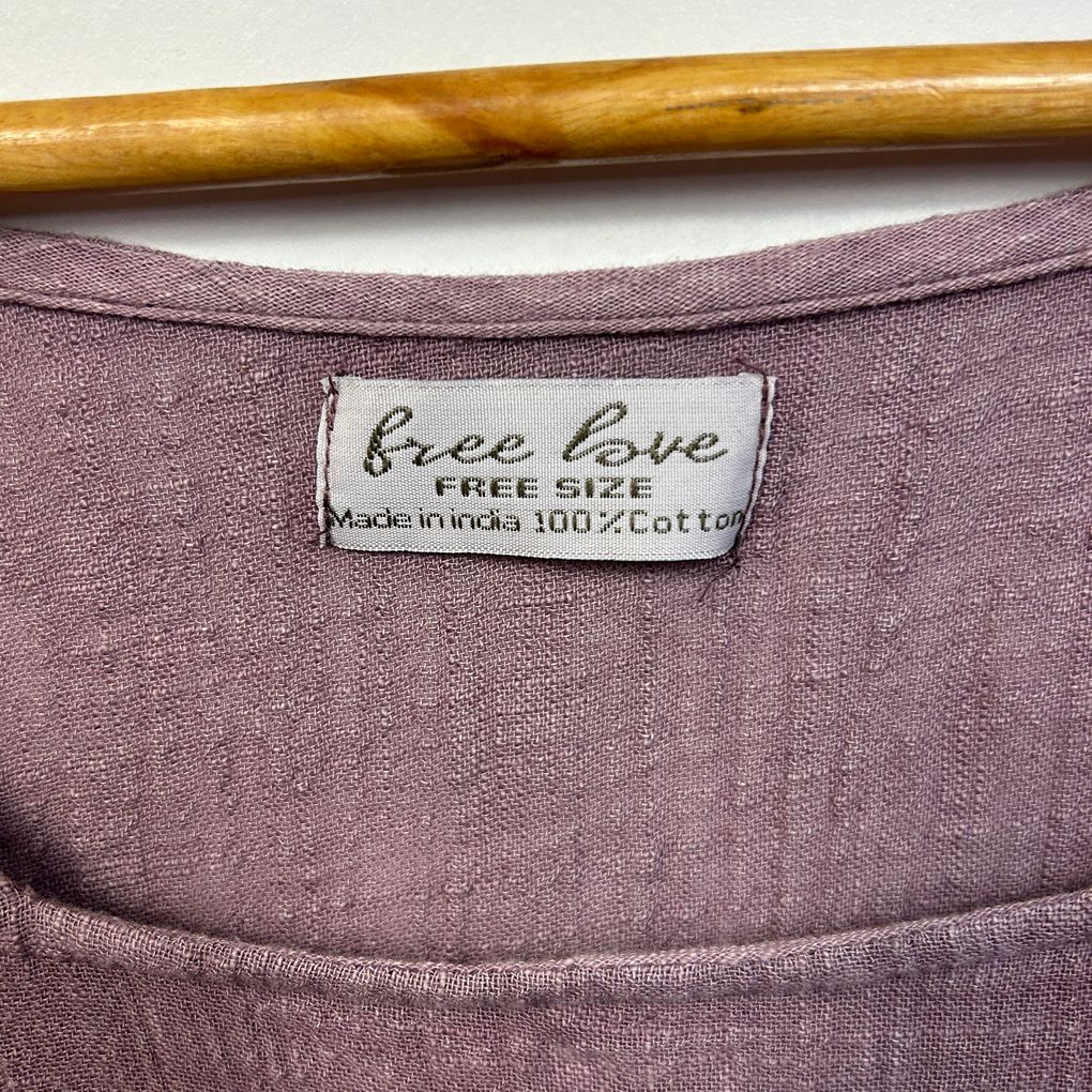 Free Love Tree of Life Mauve Cotton Boho Top - One Size