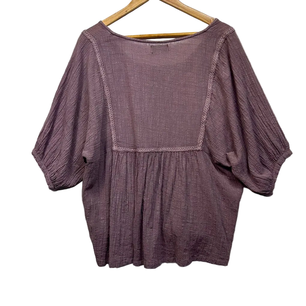 Free Love Tree of Life Mauve Cotton Boho Top - One Size