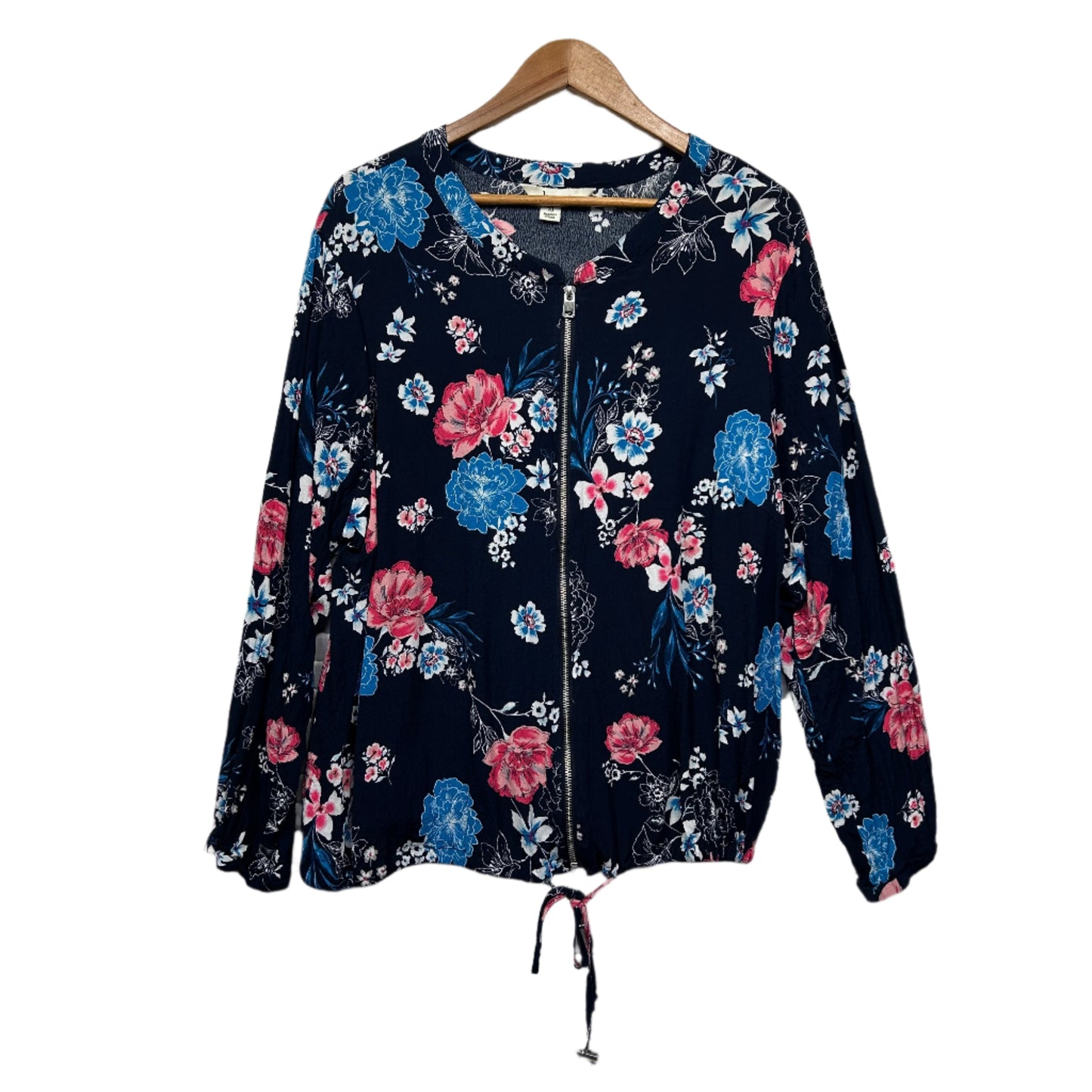 beme Top Size 20 Long Sleeve Floral Full Zip Up Viscose