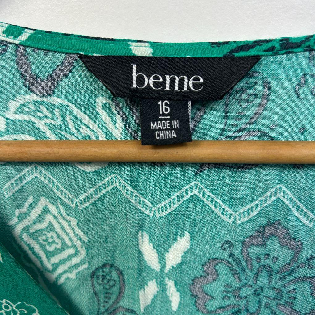 Beme Green Print Top - Size 16