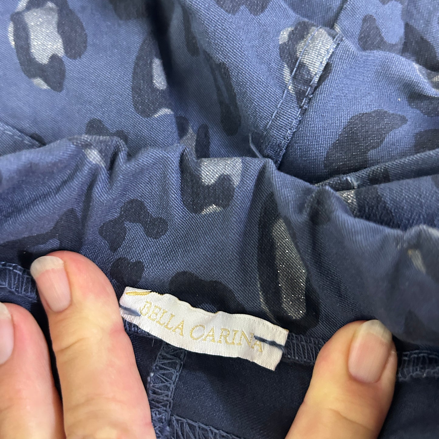 Bella Carina Made in Italy Navy Leopard Print Shorts with Sequin Detail - Size 14/16