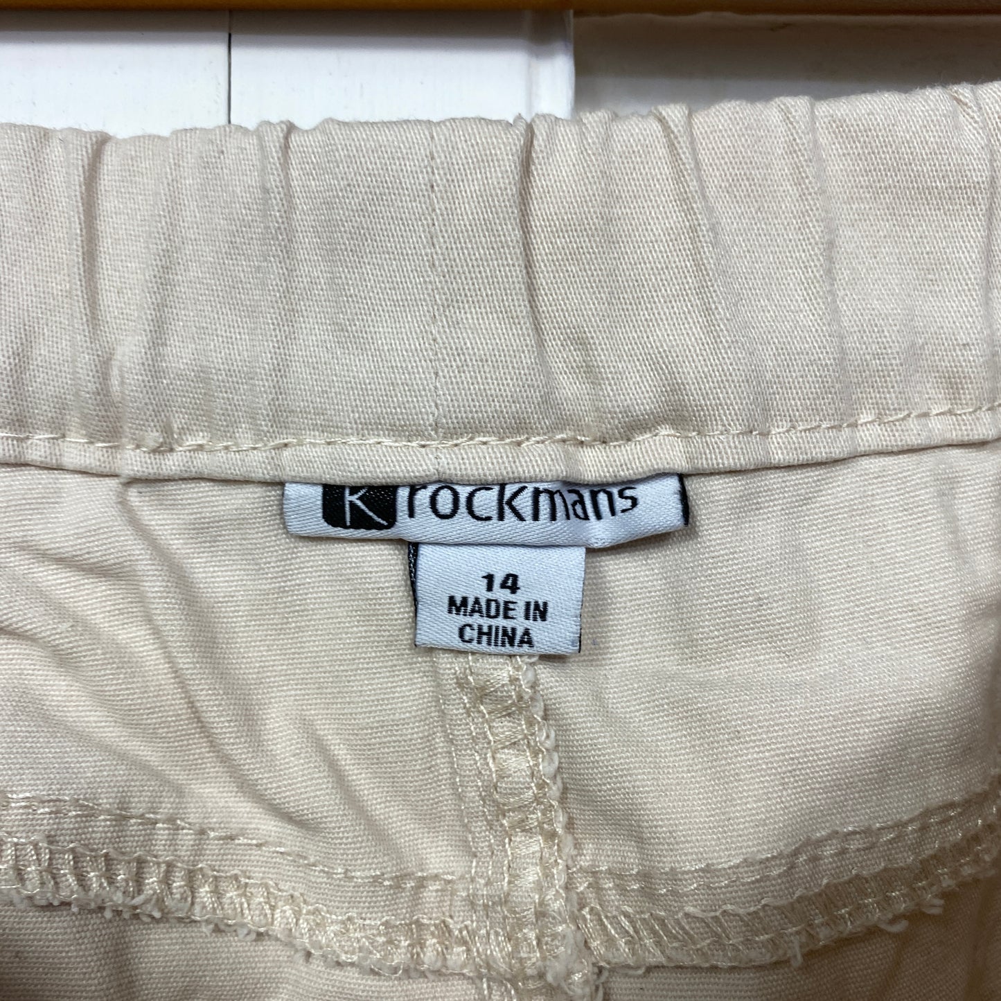 Rockmans Skirt Size 14 Pockets Pencil Beige Elastic Waist