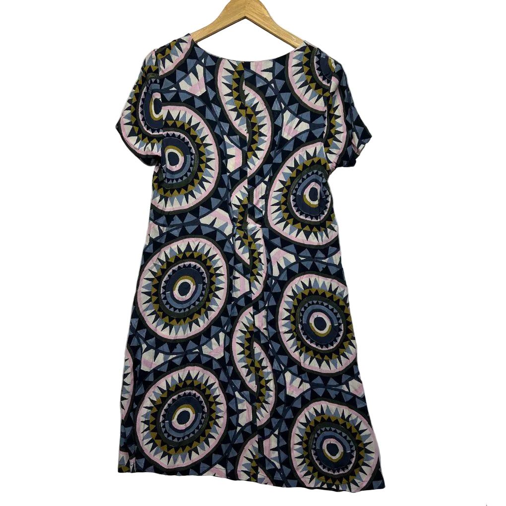 Foil Navy Print Dress - Size 14