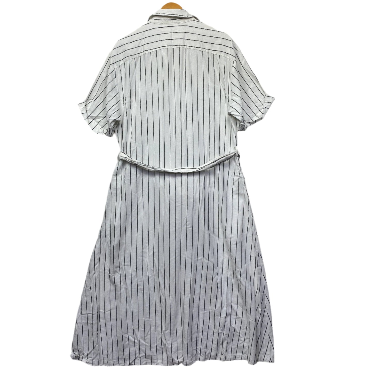 Preview Linen Shirt Dress Size 16 White Striped Pockets