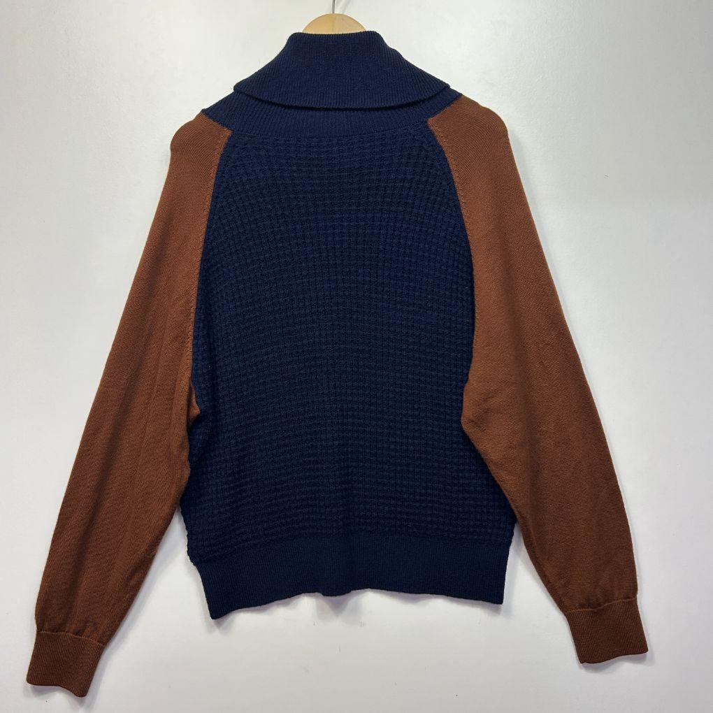 COS Navy Chocolate Cotton Wool Blend Jumper - Size L