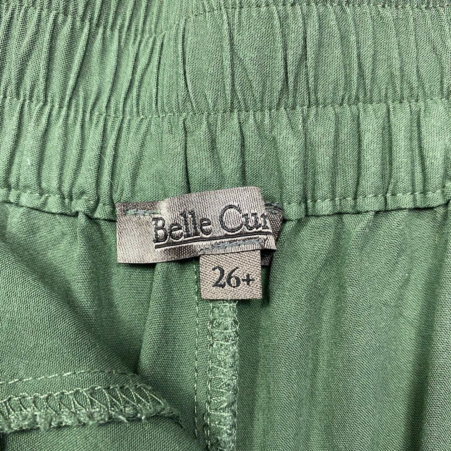 Belle Curve Pants Size 26 Plus Green pockets Elastic Waist