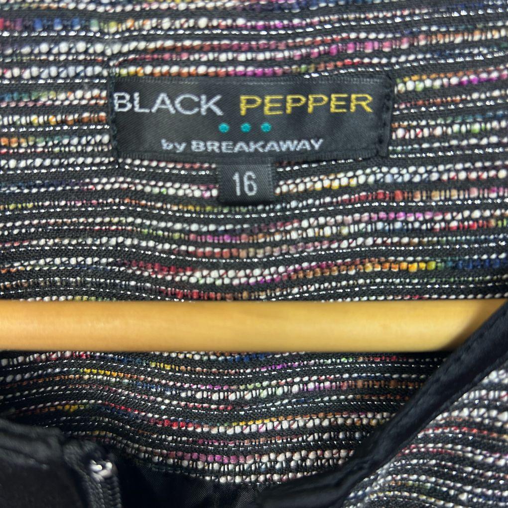 Black Pepper Multicoloured Tweed Jacket - Size 16