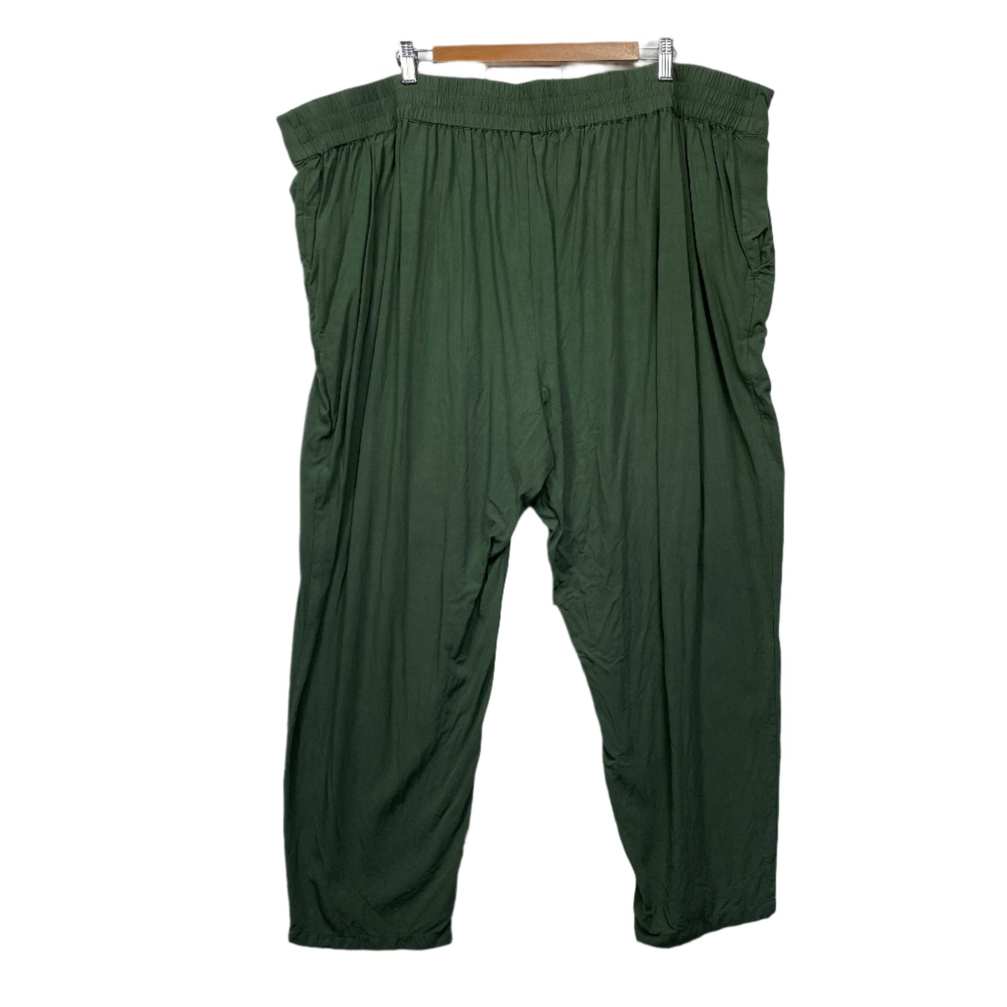 Belle Curve Pants Size 26 Plus Green pockets Elastic Waist