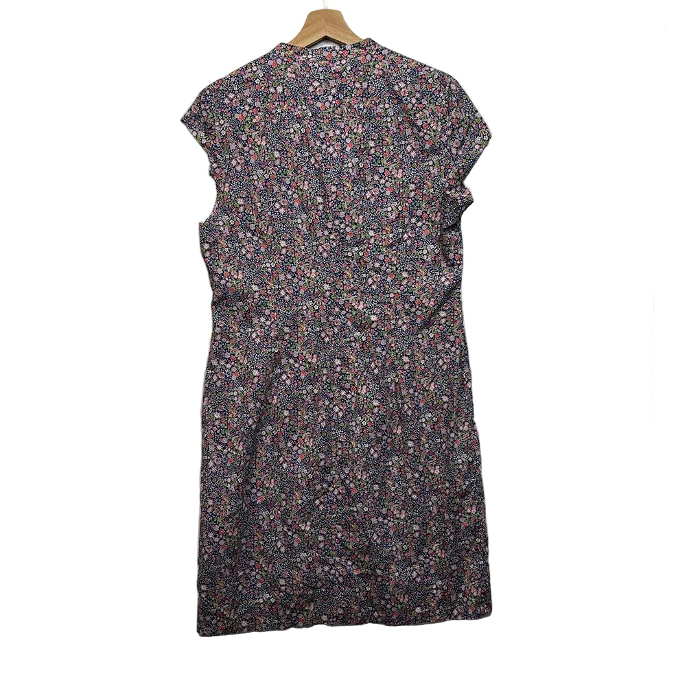 Sportscraft Navy Floral Cotton Dress - Size 14
