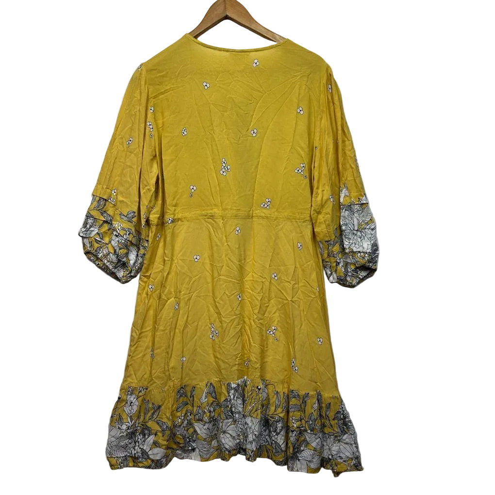 Jaase Yellow Floral Boho Dress - Size Large