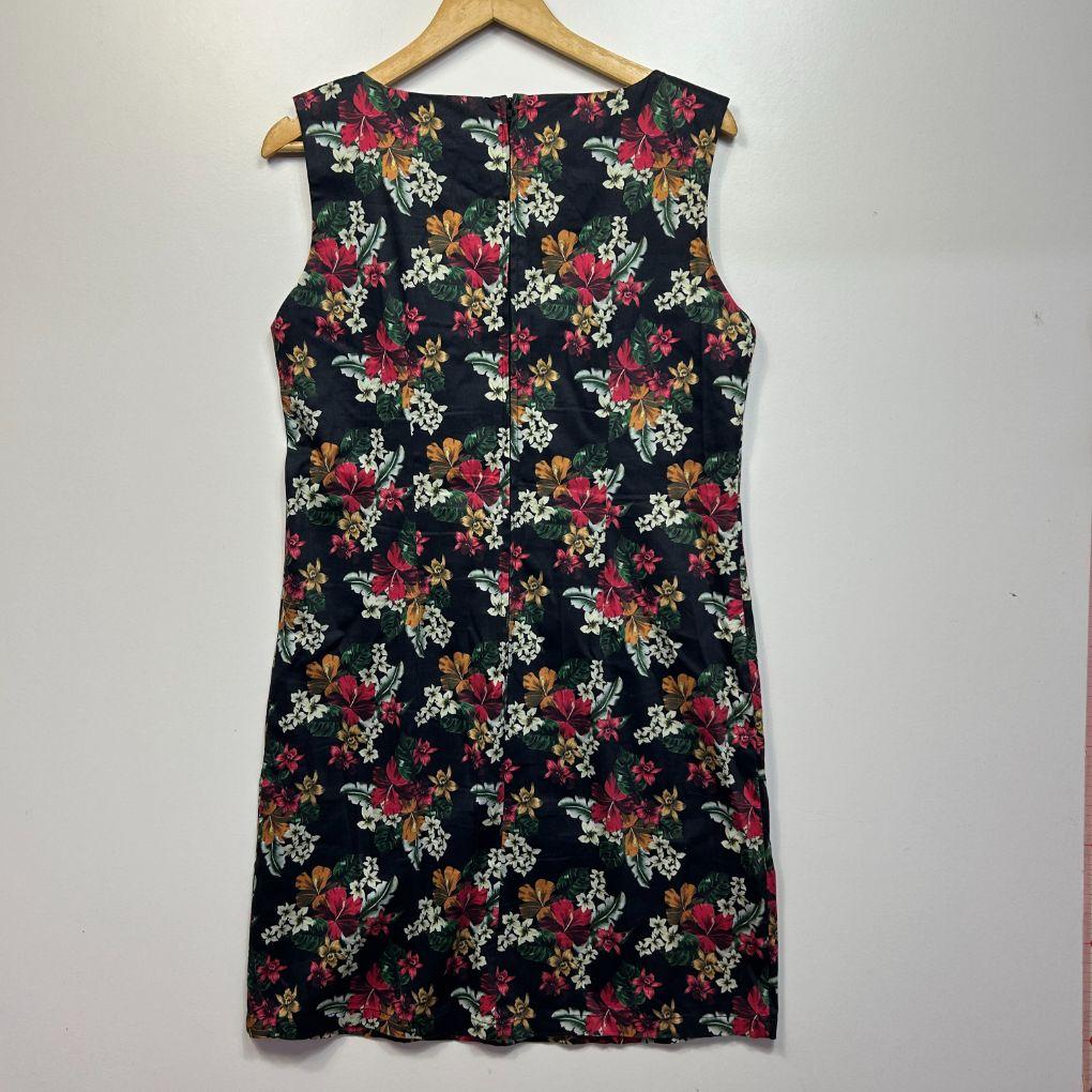 Revival Black Floral Cotton Pencil Dress - Size 16