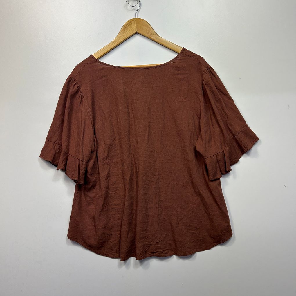 Target Chocolate Linen Top - Size 18