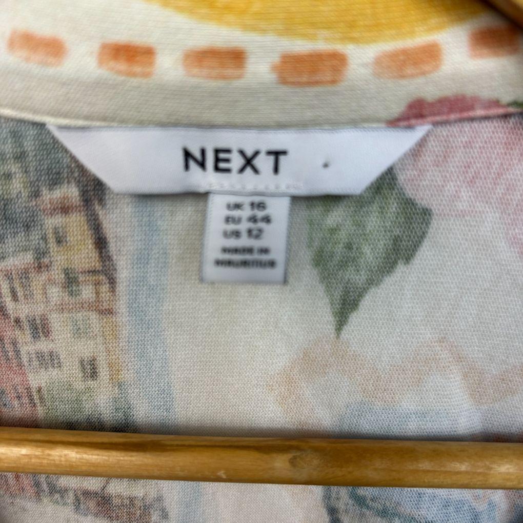 Next Multicoloured Print Shirt Dress- Size 16