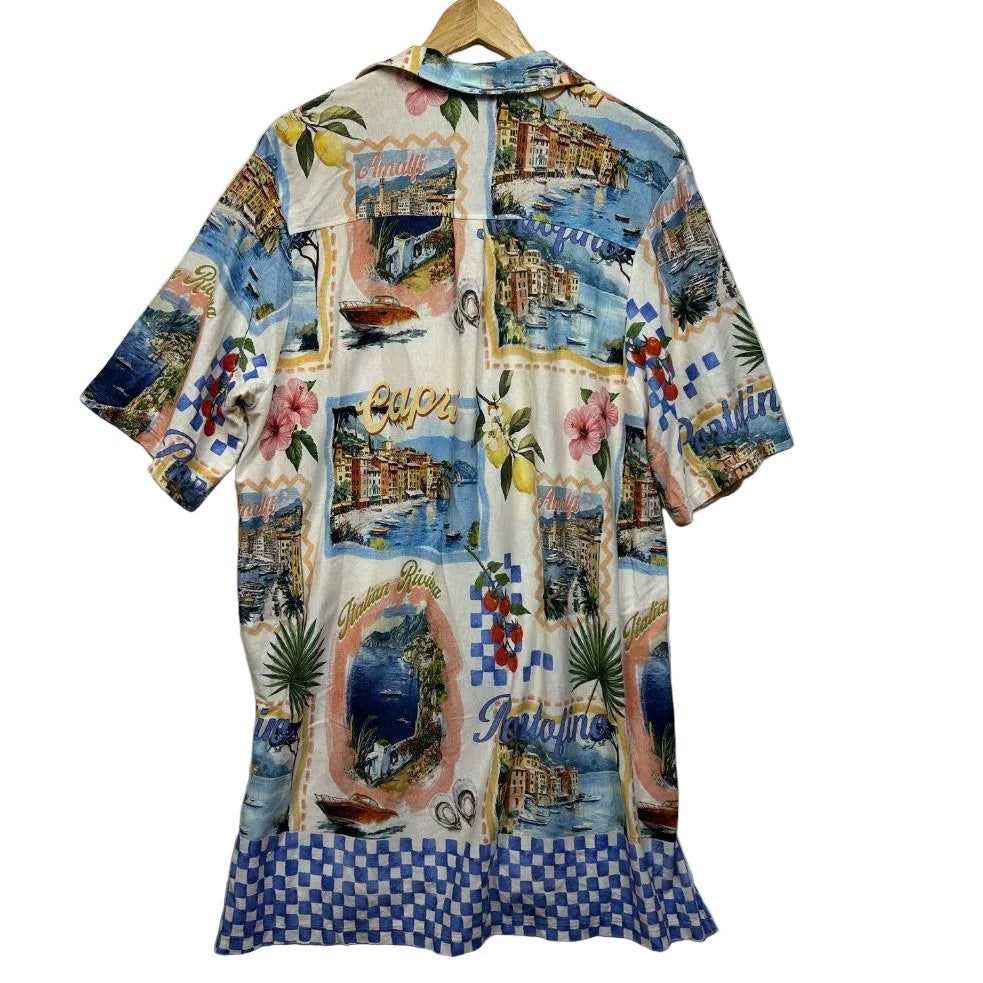 Next Multicoloured Print Shirt Dress- Size 16
