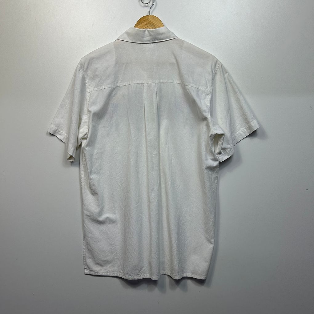 Vintage White Embroidered Parrot Bird Shirt - Size 16?