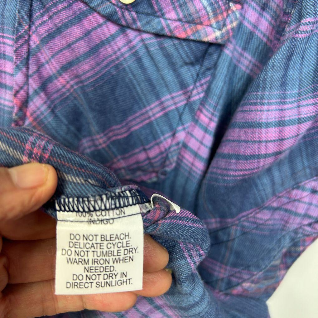 RB Sellars Andrea Blue Purple Check Shirt - Size 18