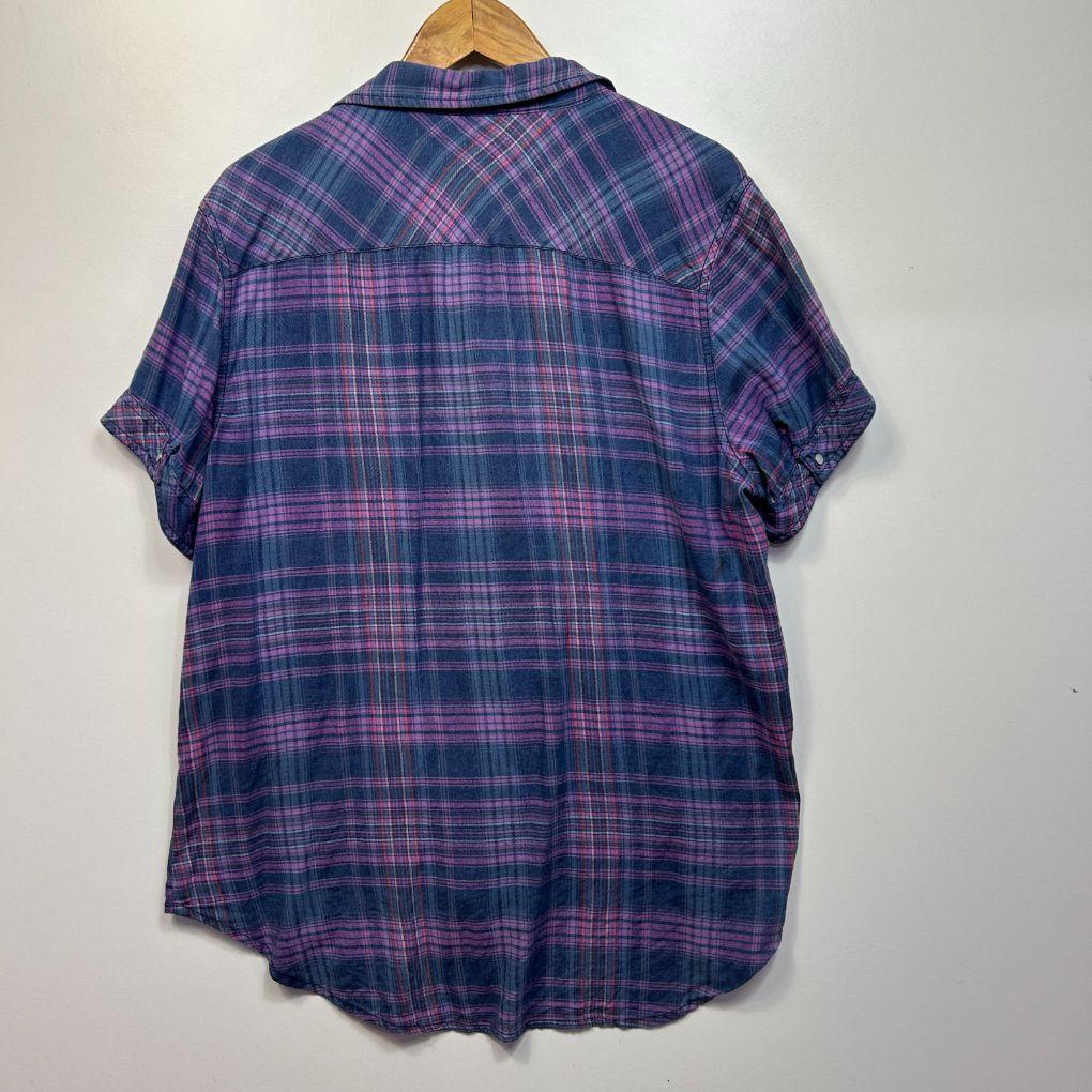 RB Sellars Andrea Blue Purple Check Shirt - Size 18