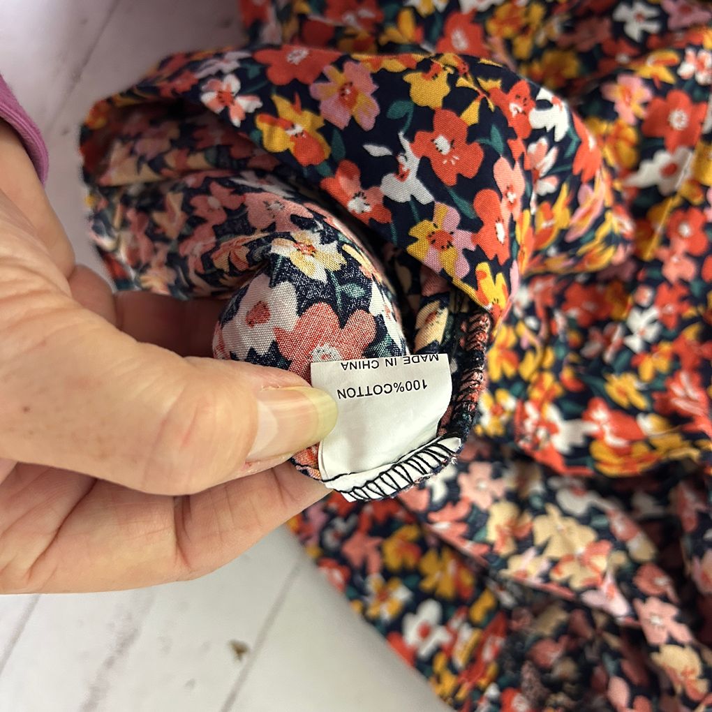 Orange Sherbe Floral Cotton Pants - Size 14