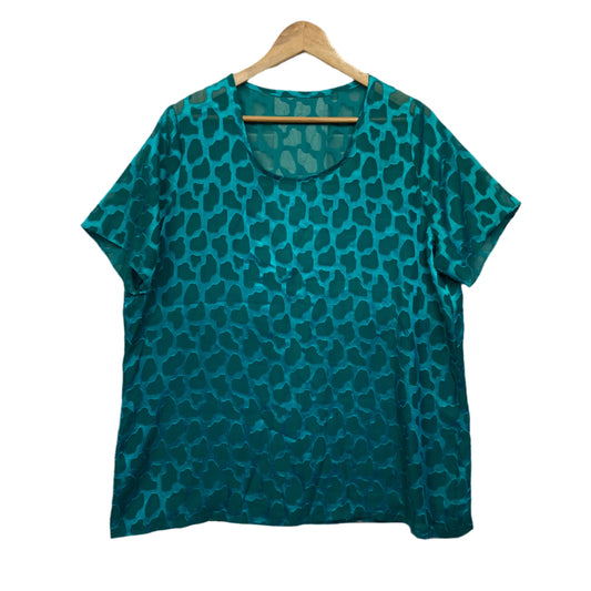 Teal Sheer Top Size 16 18 Green Short Sleeve