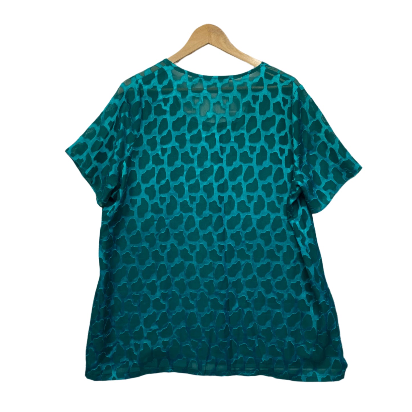 Teal Sheer Top Size 16 18 Green Short Sleeve