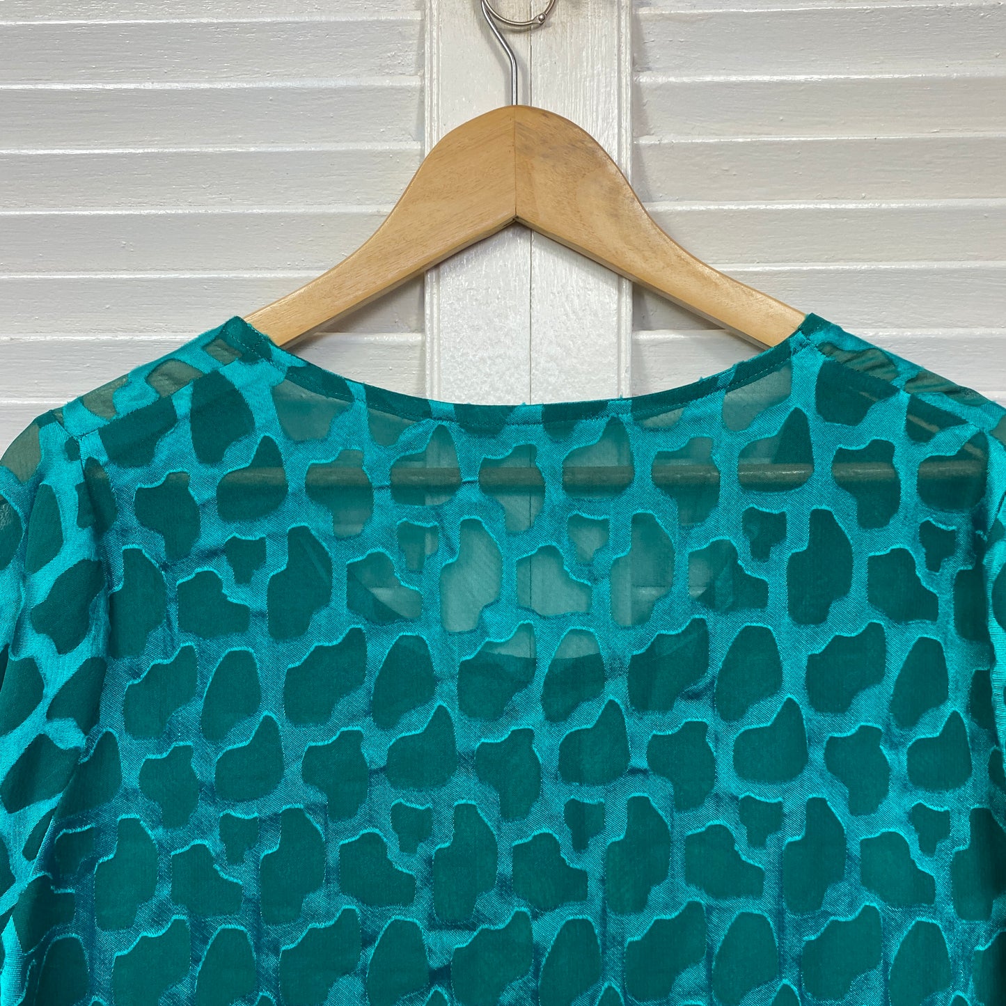 Teal Sheer Top Size 16 18 Green Short Sleeve