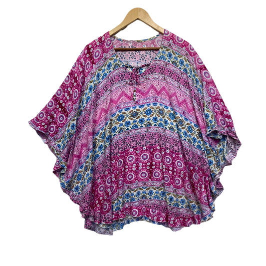 Kaftan Top Size 24 26 Multicoloured Short Sleeve