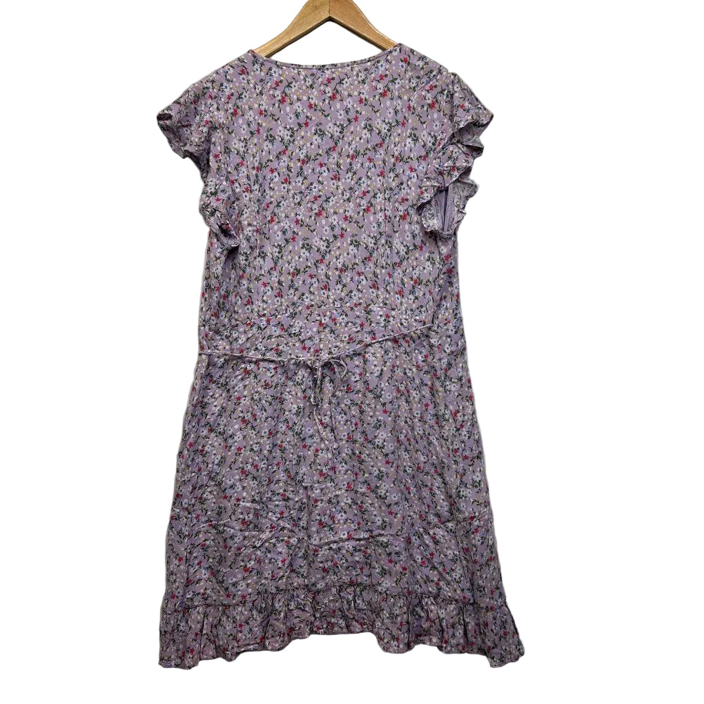Miracle Lilac Floral Wrap Dress - Size 18