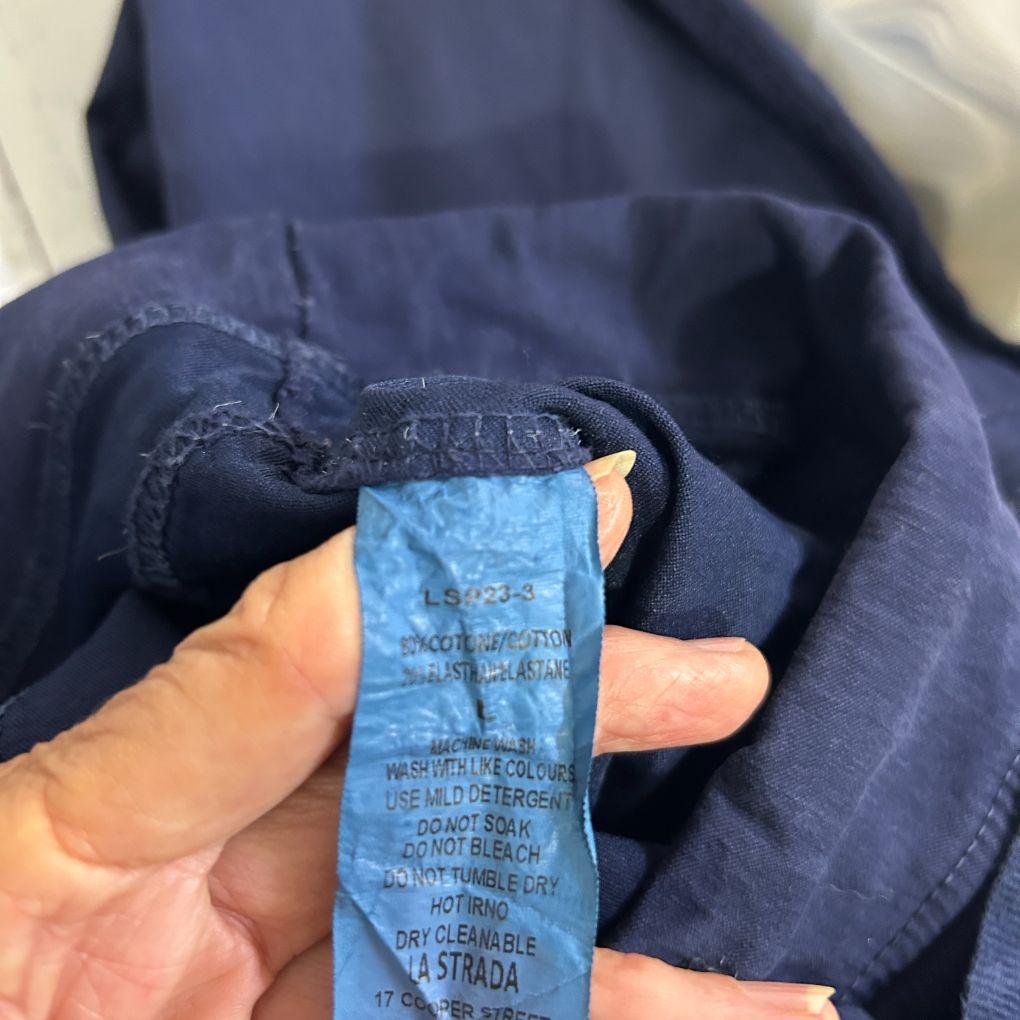 La Strada Navy Cotton Italian Pants - Size L