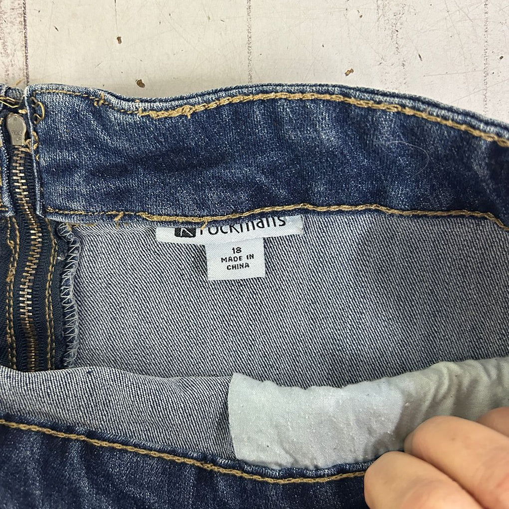 Rockmans Blue Denim Skirt - Size 18 (Fault - marks)