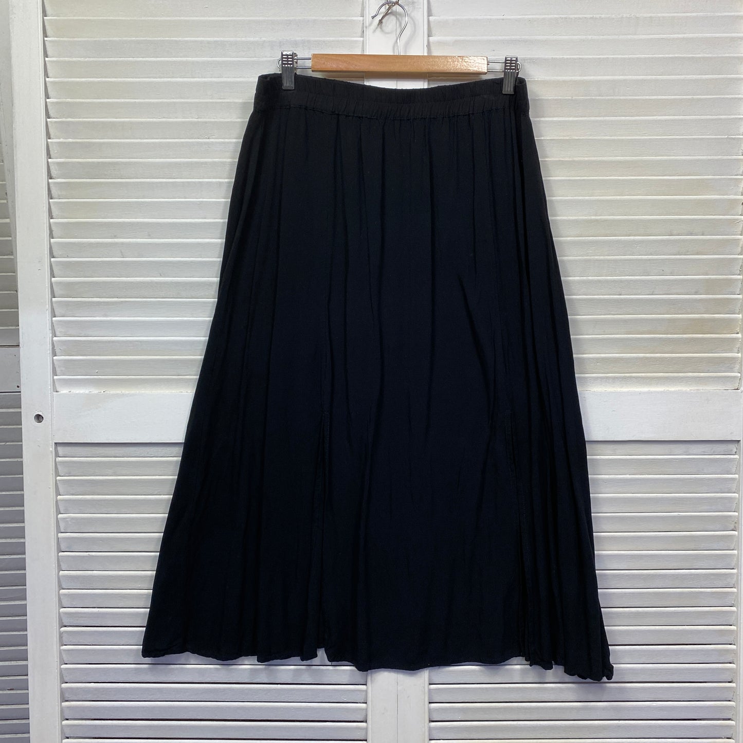 Katies Linen Maxi Skirt Size 14 Black Viscose Long Length