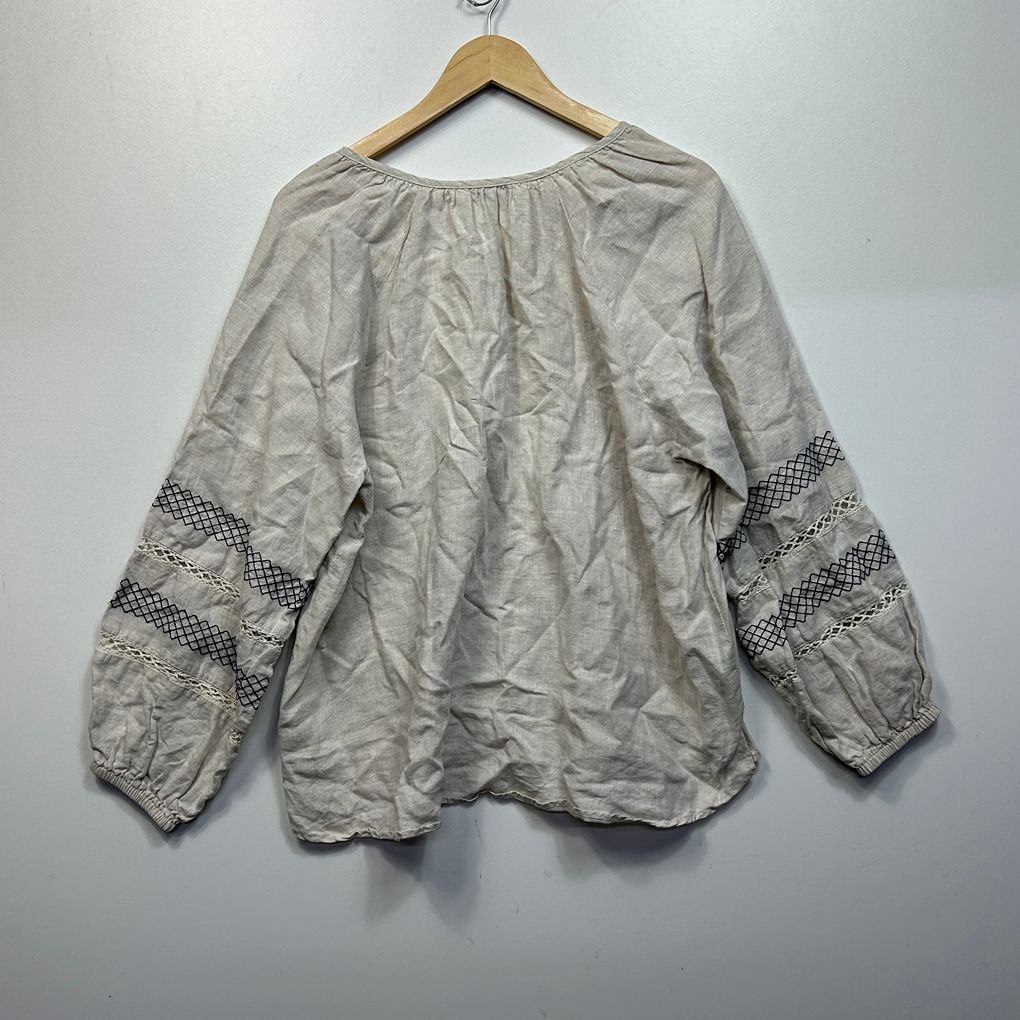 Hammock & Vine Beige Linen Top - Size 14