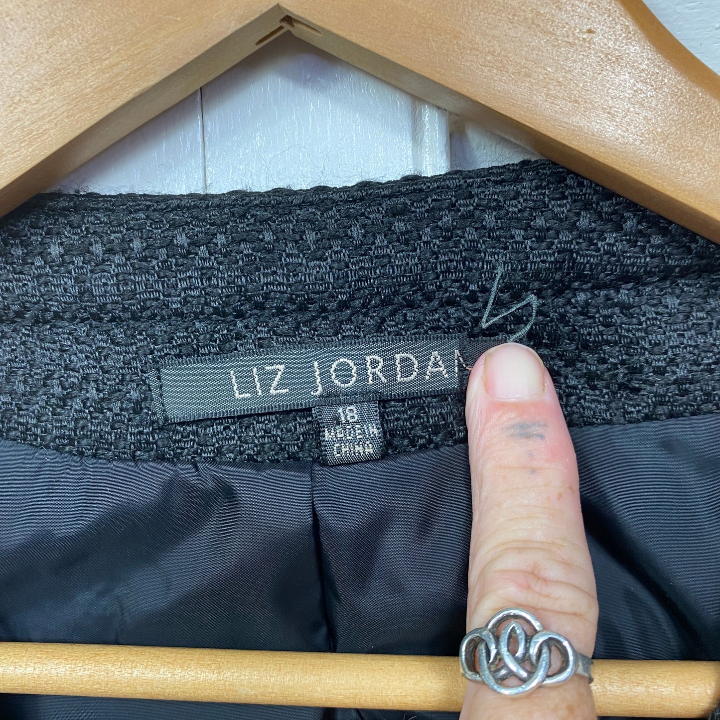 Liz Jordan Jacket Size 18 Beige Black Long Sleeve Cocktail