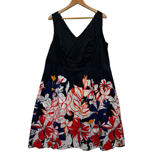 Autograph Dress Size 16 Fit & Flare Black Floral Sleeveless