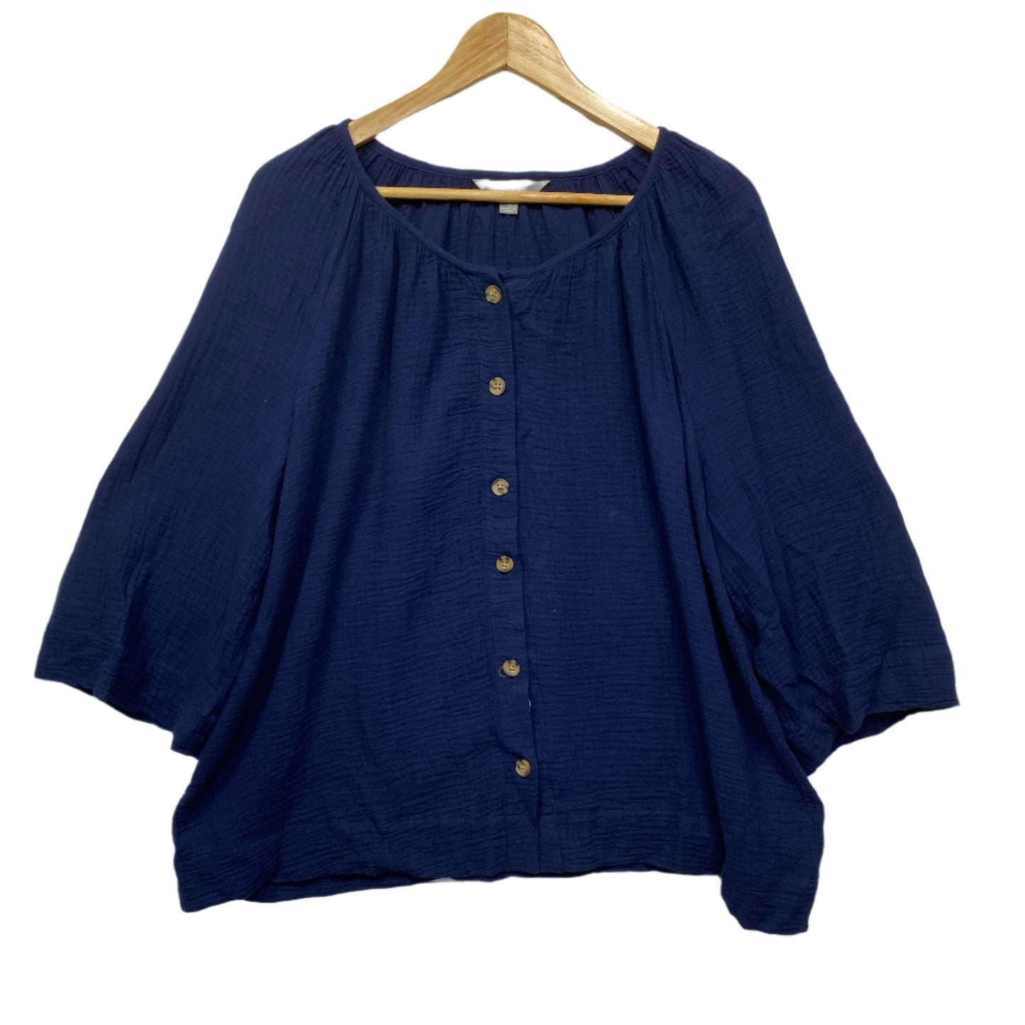 Suzanne Grae Top Size 14 Long Sleeve Navy Blue