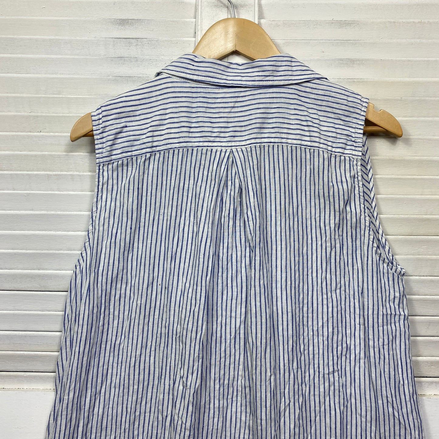 Virtuelle Linen Top Size 16 Blue White Striped Sleeveless