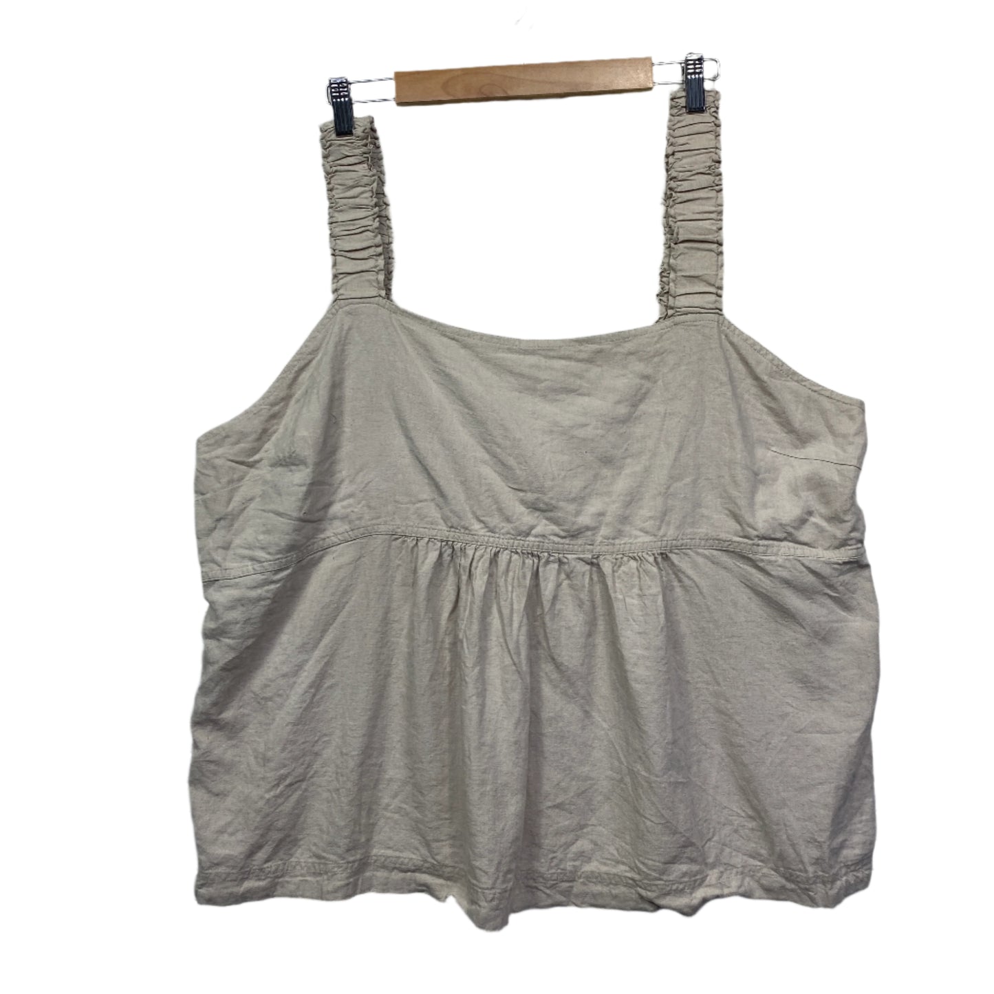 Edited Top Size 24 Cropped Beige Sleeveless Tank Linen Blend