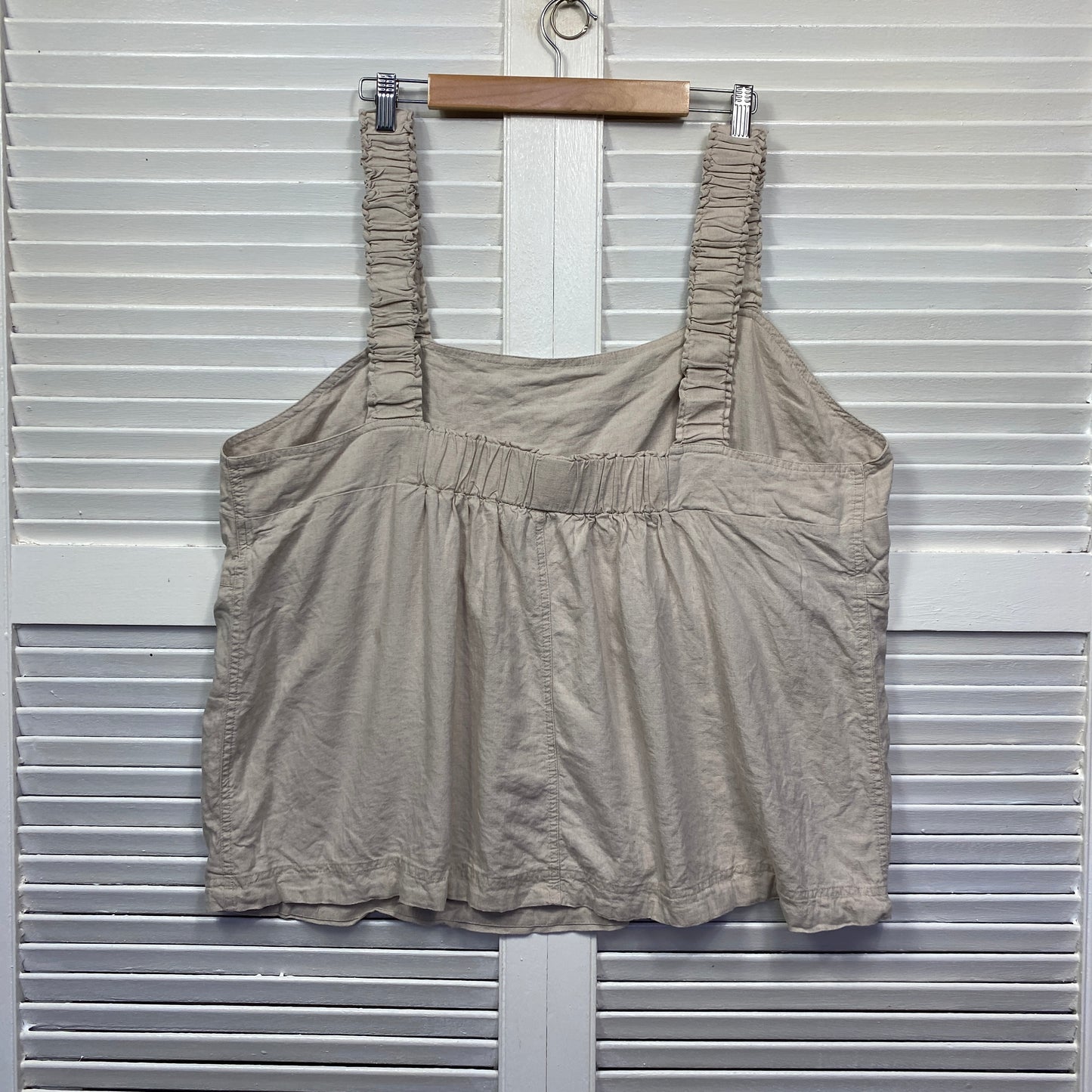 Edited Top Size 24 Cropped Beige Sleeveless Tank Linen Blend